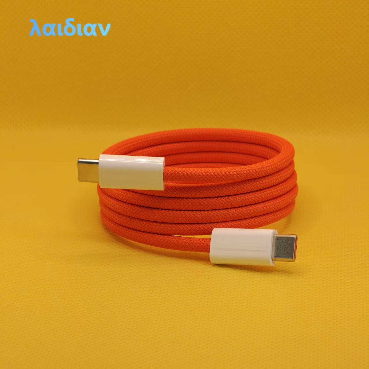 1m Orange Magnetic Braided USB‑C to USB‑C Fast Charging Cable, Magnetic Less-Tangle Storage