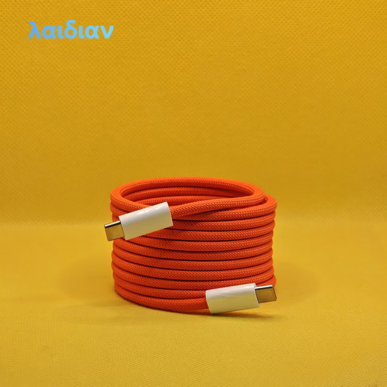 2m Orange Magnetic Braided USB‑C to USB‑C Fast Charging Cable, Magnetic Less-Tangle Storage