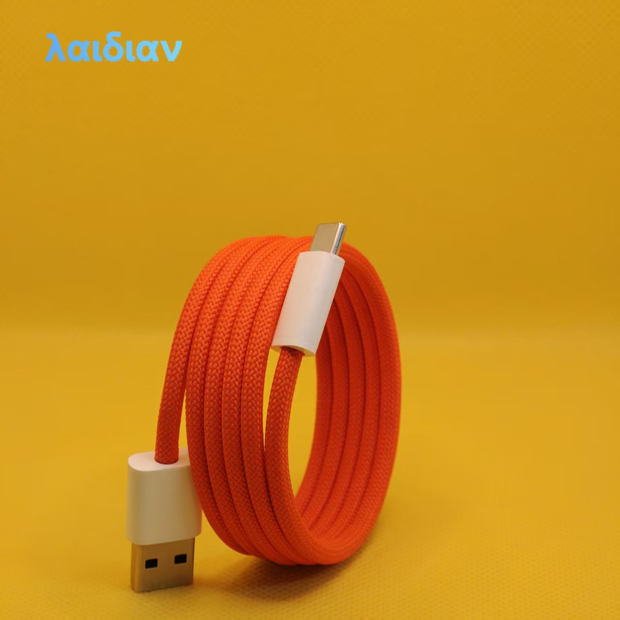1m Orange Magnetic Braided USB-A to USB-C Fast Charging Cable, Magnetic Less-Tangle Storage