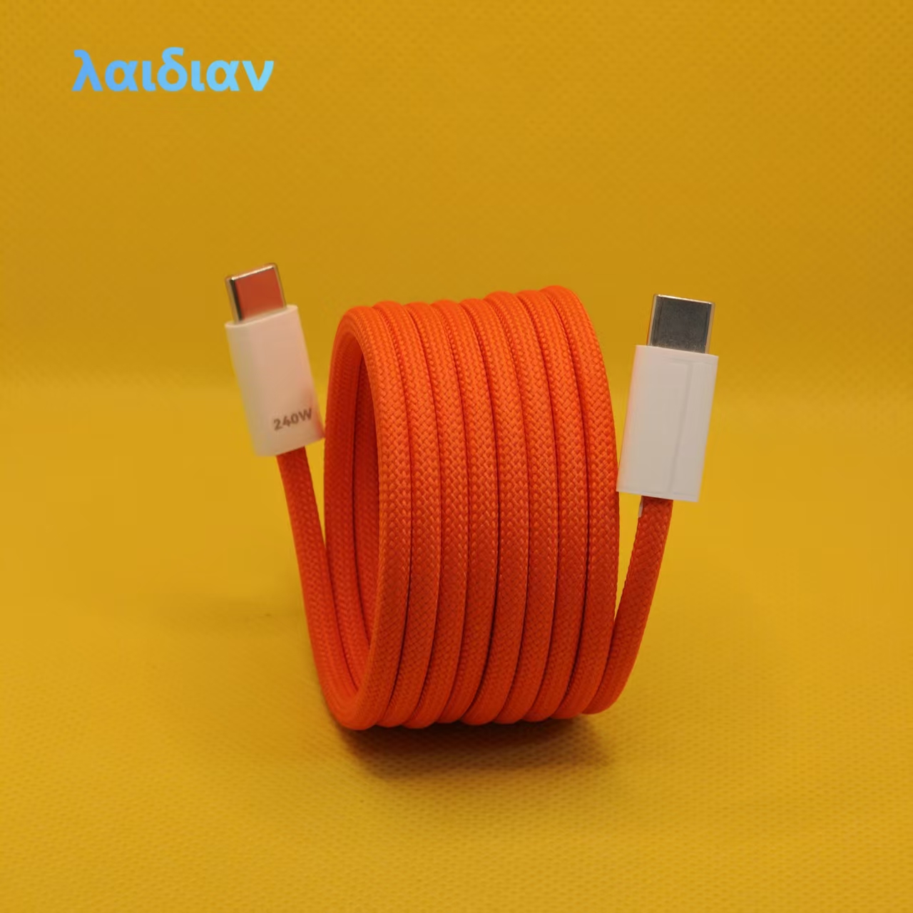 1.5m Orange Magnetic Braided USB‑C to USB‑C 240W Fast Charging Cable, Magnetic Less-Tangle Storage